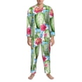 thumbnail image 3 of Naloa Flowers and Cactus Men’s Pajamas Set - Long Sleeve Button Down Sleep Shirt and Pajama Bottoms Sleepwear Set-Medium, 3 of 7