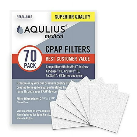 Aqulius Disposable CPAP Filters for ResMed Air 10, Airsense 10, Aircurve 10, 70 Pack (1 Year Supply)