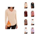 thumbnail image 1 of Chemises à Manches Longues pour Femmes 2026 Automne Hiver Col en V Ajusté Respirant T-Shirts, 1 of 7