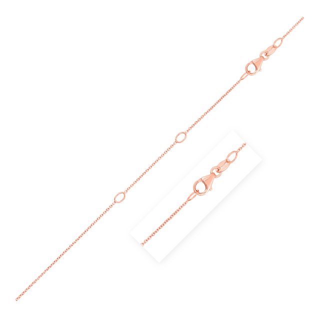 Double Extendable Cable Chain in 14k Rose Gold (0.6mm) Size 18 inches