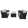 thumbnail image 3 of SAFAVIEH Vellor Outdoor Patio 4 Piece Conversation Set, Black/Light Grey, 3 of 12