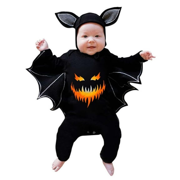 KAUOD 3 6 12 18 24 Months Baby Boys Halloween Wrap Jumpsuits Pumpkin Graphic Rompers Toddler Footie Hooded Warm Jumpsuits