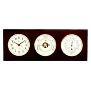 International Quartz Clock Barometer & Thermometer with Hygrometer - Mahogany