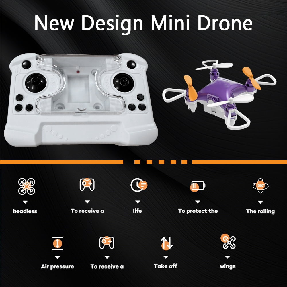 Mini Drone Toy RC Airplane, Stunt Flying Machine with LED Propeller Protection Altitude Hold Quadcopter for Birthday Holiday (Purple)