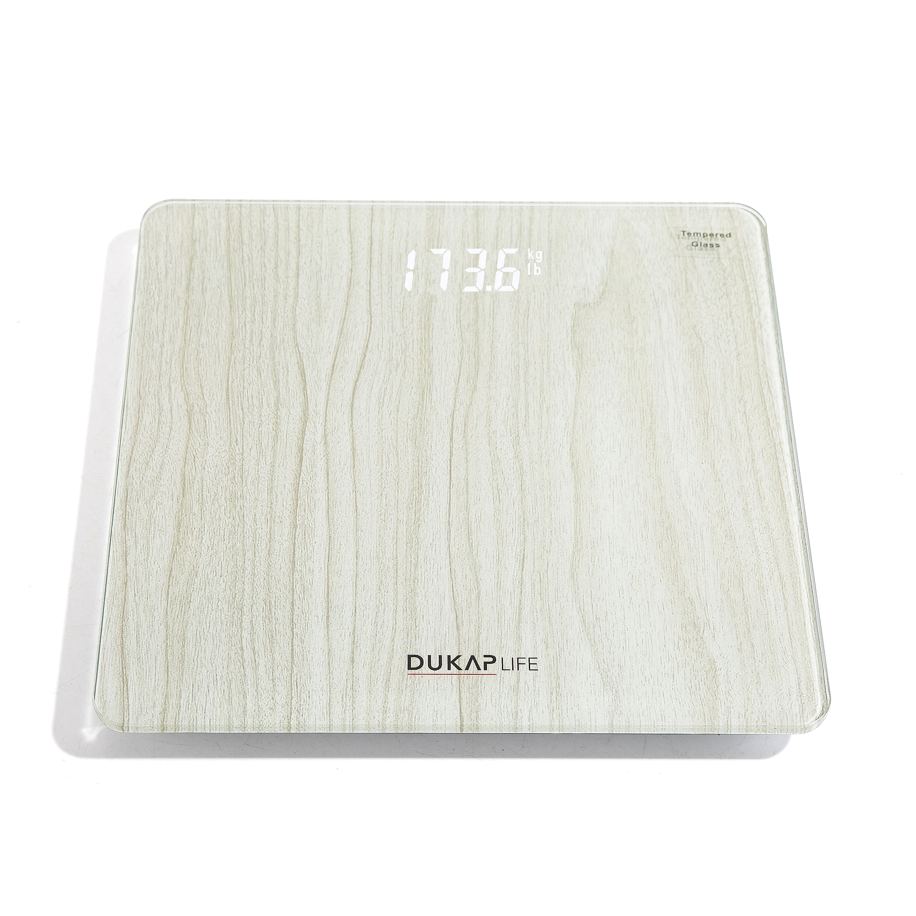 DUKAP LIFE Unique Digital Bathroom Body Weight Scale with Hidden LED Screen Display - Wood Print