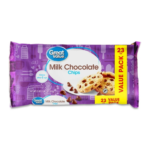 Great Value Milk Chocolate Chips, 23 oz Bag