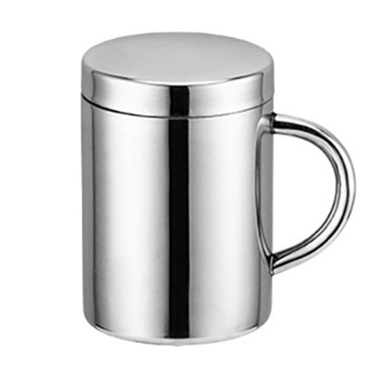1Pc Stainless Steel Mugs with Lid - Double Wall - Comfortable Handle  13.64oz Metal Coffee Mug Tea Cups - for Home Camping Outdoors RV Gift -  Shatterproof Dishwasher Safe 