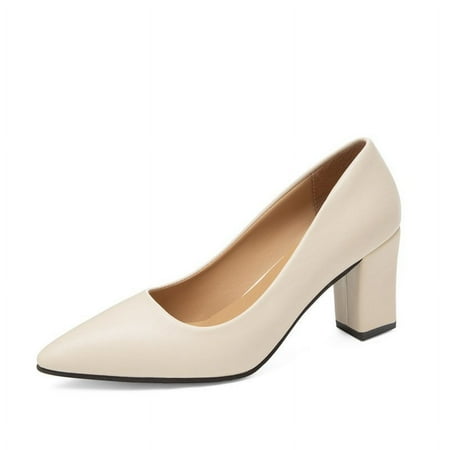 

New High Heel Shoes Pointed Shallow Patent Leather High Heels Fashion Elegant Shoes Women Thin Heel Platform Work Shoes Pumps Beige 35