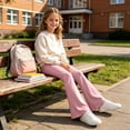 thumbnail image 5 of LIaqionyy Girl's Leggings Flare Pants High Waisted Yoga Bootcut Pant Kids Full Length Bell Bottoms Legging, 5 of 8