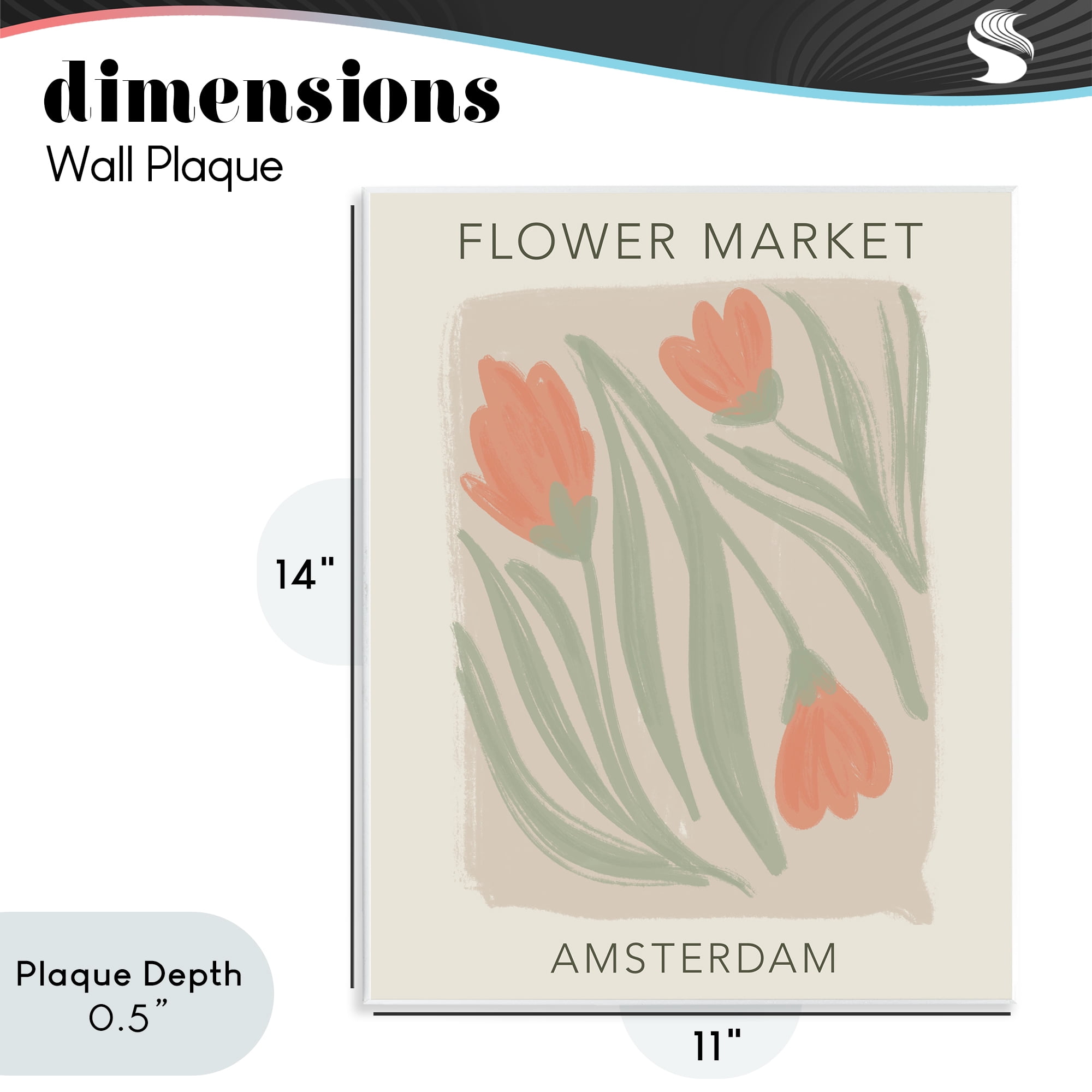 Stupell Industries Soft Amsterdam Flower Market Wall Plaque Art, design by Lucille Price