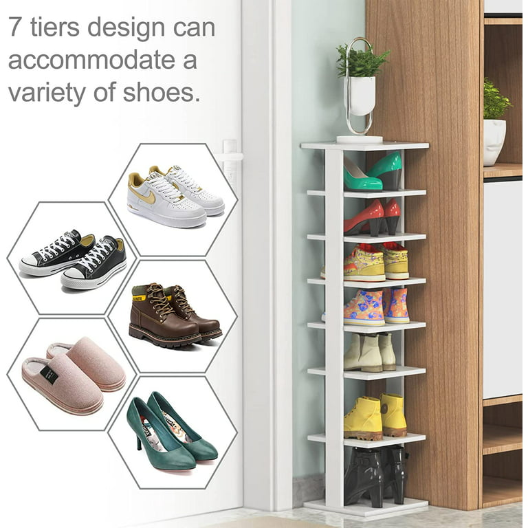  Tangkula 7 Tiers Vertical Shoe Rack, Patented Entryway Narrow  Slim Wooden Shoes Racks, Skinny Shoe Rack Organizer, Space Saving Shoes  Storage Stand for Front Door : Home & Kitchen