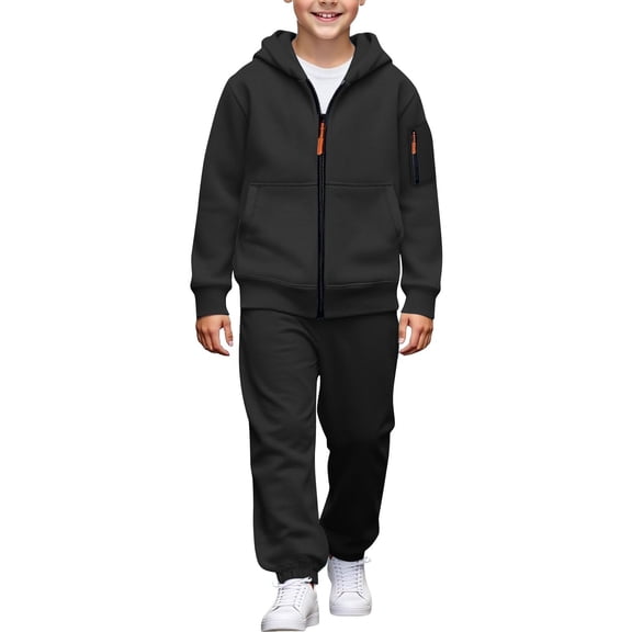 Boys Sweatsuit Set Kids 2 Piece Outfits Zip up Hoodie Sweatshirt and Jogger Sweatpants Athletic Set 3-15Years