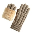thumbnail image 2 of SYMOID Womens Khaki Acrylic Knit Gloves - Winter Warm Fleece Lined, Touchscreen Compatible, Ribbed Cuff, One Size Fits Most Cold Weather Gloves for Daily Use,Size Free Size, 2 of 3