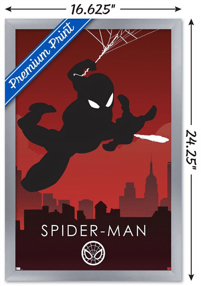 Marvel Heroic Silhouette - Spider-Man Wall Poster, 14.725" x 22.375", Framed