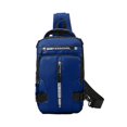 thumbnail image 1 of WRKEKC Sac Bandoulière Imperméable pour Extérieur avec Port USB, Sac de Poitrine Léger en Polyester pour Randonnée, Sangle Réglable et Multiples Poches, 1 of 6