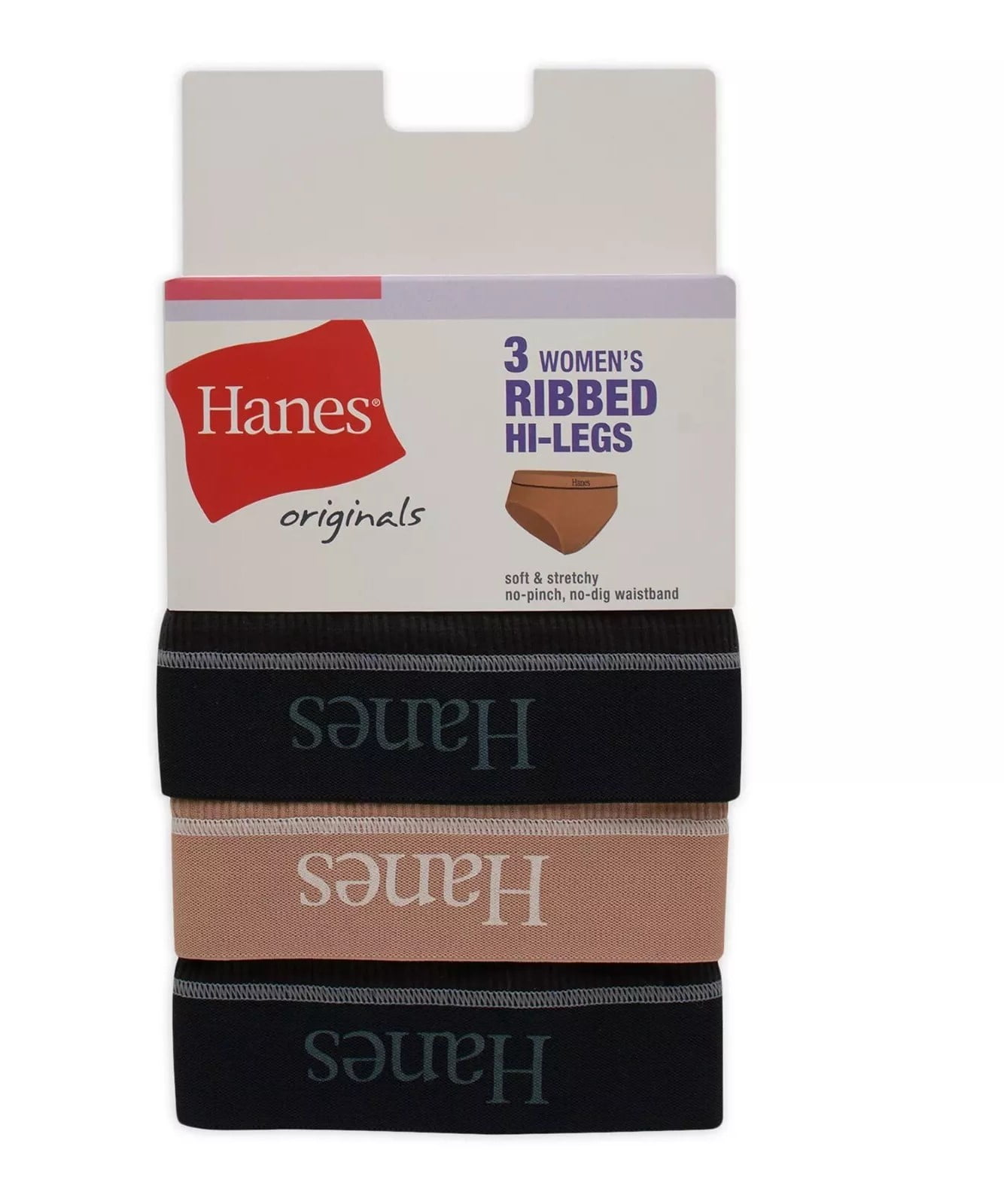 Hanes Originals Women's Underwear Ribbed Hi-Cut, 3-Pack