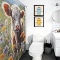 thumbnail image 5 of Farmhouse Highland Cow Funny Cattle And Flower Shower Curtain Modern Home Bathroom Bathtub Decor Waterproof Fabric with 12PCS Hooks, 5 of 8