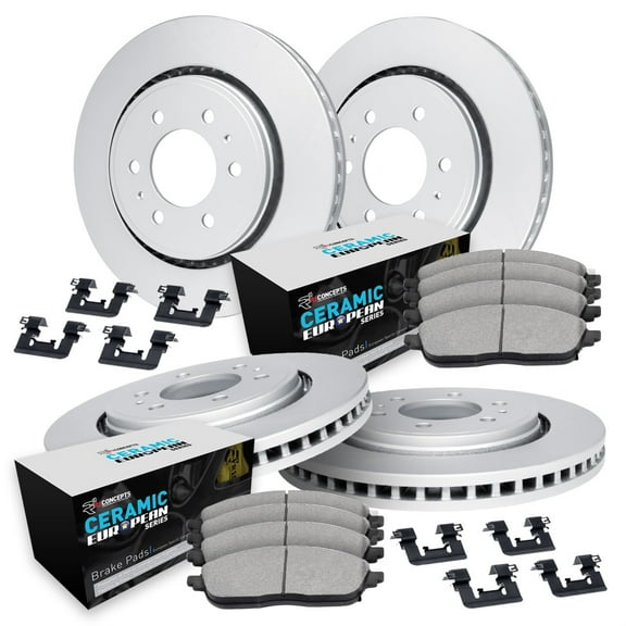 R1 Concepts Carbon Coated Disc Brake Rotor Set with Euro Ceramic Pads and Hardware WDTH2-10650