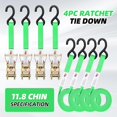 thumbnail image 5 of Heavy Duty Ratchet Strap – (4PK) Premium Tie Down Straps for Moving & Securing Cargo – Coated Deep S-Hook & Extra Safety with Lockable Release - Made in USA (Green, 6 FT), 5 of 7