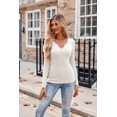 thumbnail image 5 of Zeagoo Womens Tops Long Sleeve Shirt Casual V-Neck Rib Knit Pullover Tee Basic Solid Trendy Fall Going Out Tops Underscrub Casual Outfits, 5 of 6