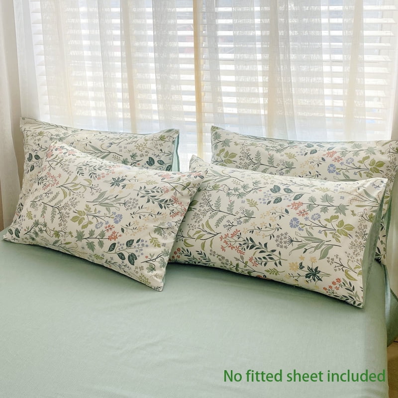 YELEE Bed Flats Sheet Sets 3pcs Luxurious Floral Print Comforter Cover and Fragrant Grass Microfiber Pillowcases