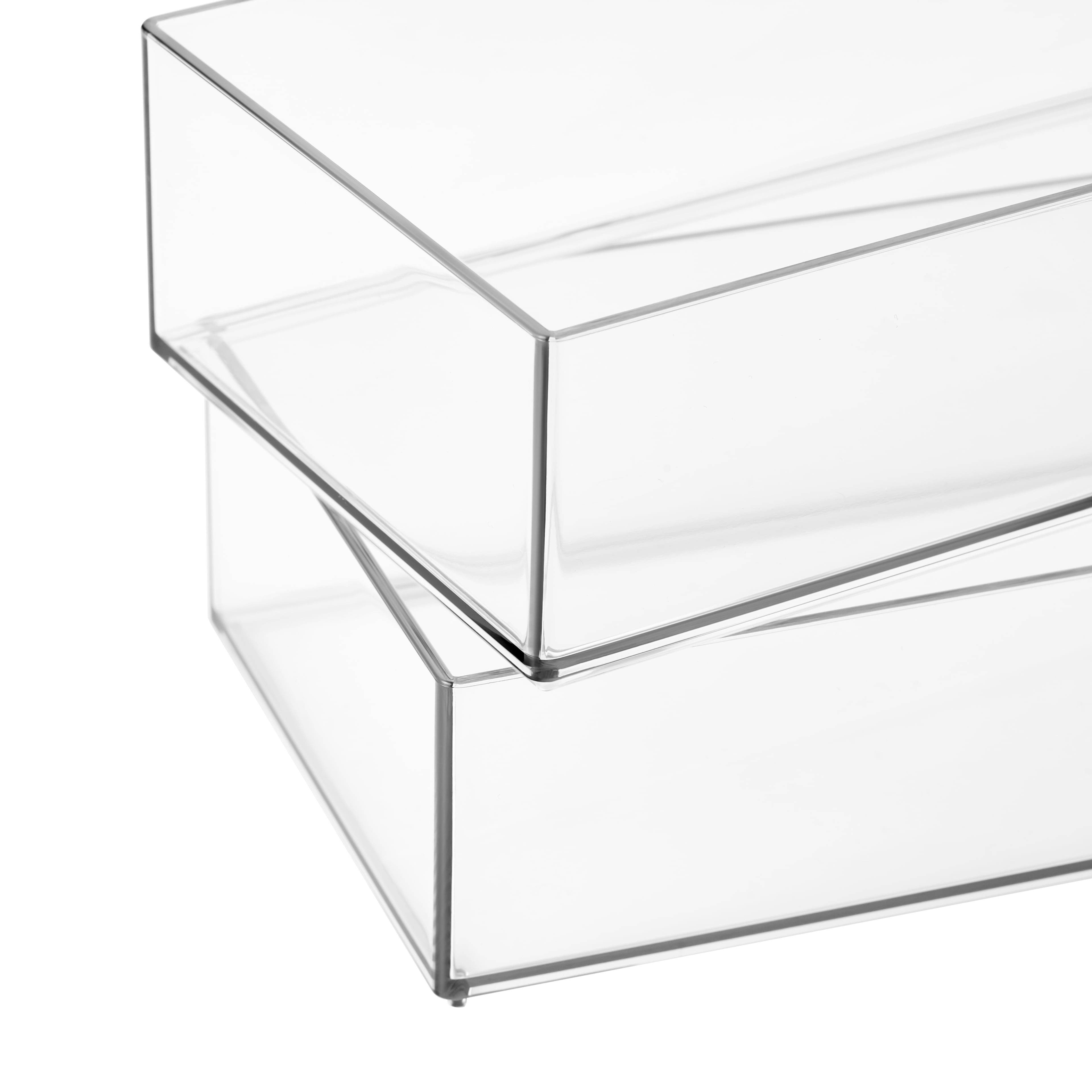 Simply Tidy 8" x 4" Clear Stacking Storage Tray - Slim Plastic Organizer for Sticky Notes, Washi Tape, Super Glue & Craft Supplies, Stackable Design, 24 Pack