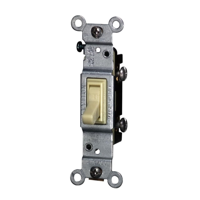 Interruptor Leviton 2651-2I, 15 amperios, 120 V, conexión a tierra, color marfil