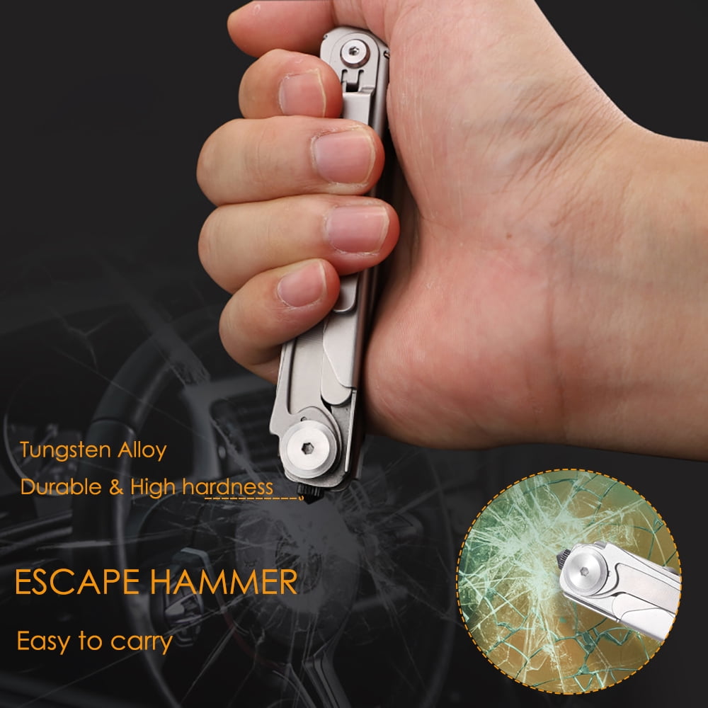 Maerd P3 9in1 Hard Stainless Steel Multitool, Foldable Self-Locking Multi tool with Belt clip, First Aid Scissors, Saw, Escape Hammer, Bottle Opener, Sickle, EDC Multitool Emergency