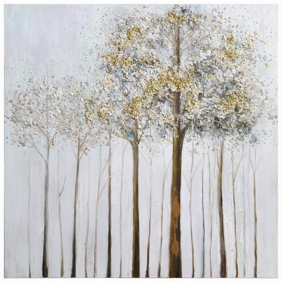 Empire Art Direct Winter Forest 2 Textured Metallic Hand Painted Wall Art, 36" x 36" x 1.5", Ready to hang