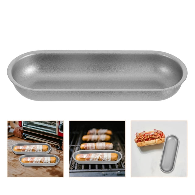 unbranded 2Ud Bandejas Para Pan De Hot Dog En Acero Carbono Con Recubrimiento Antiadherente Plateado