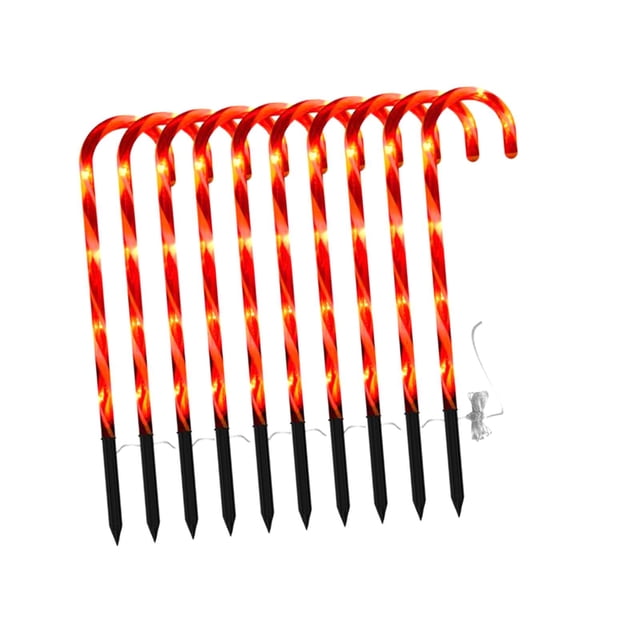 1 Juego de luces de bastón de adorno LED uso caja de batería IP65 impermeable portátil muletas duraderas para Navidad patio césped jardín lámparas Macarena Luces de bastones de caramelo