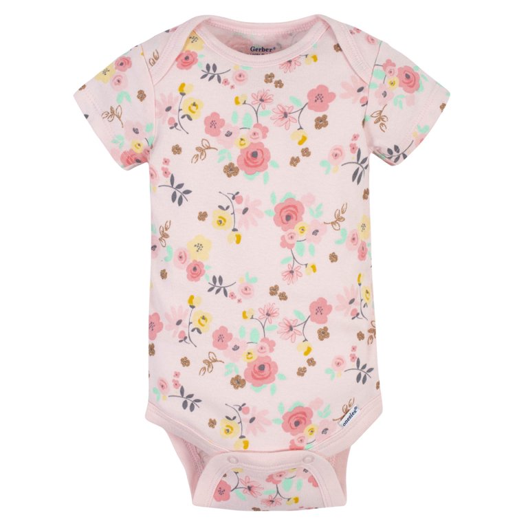 Gerber Baby Girl Short Sleeve Onesie Bodysuits, 5-Pack, Preemie-24