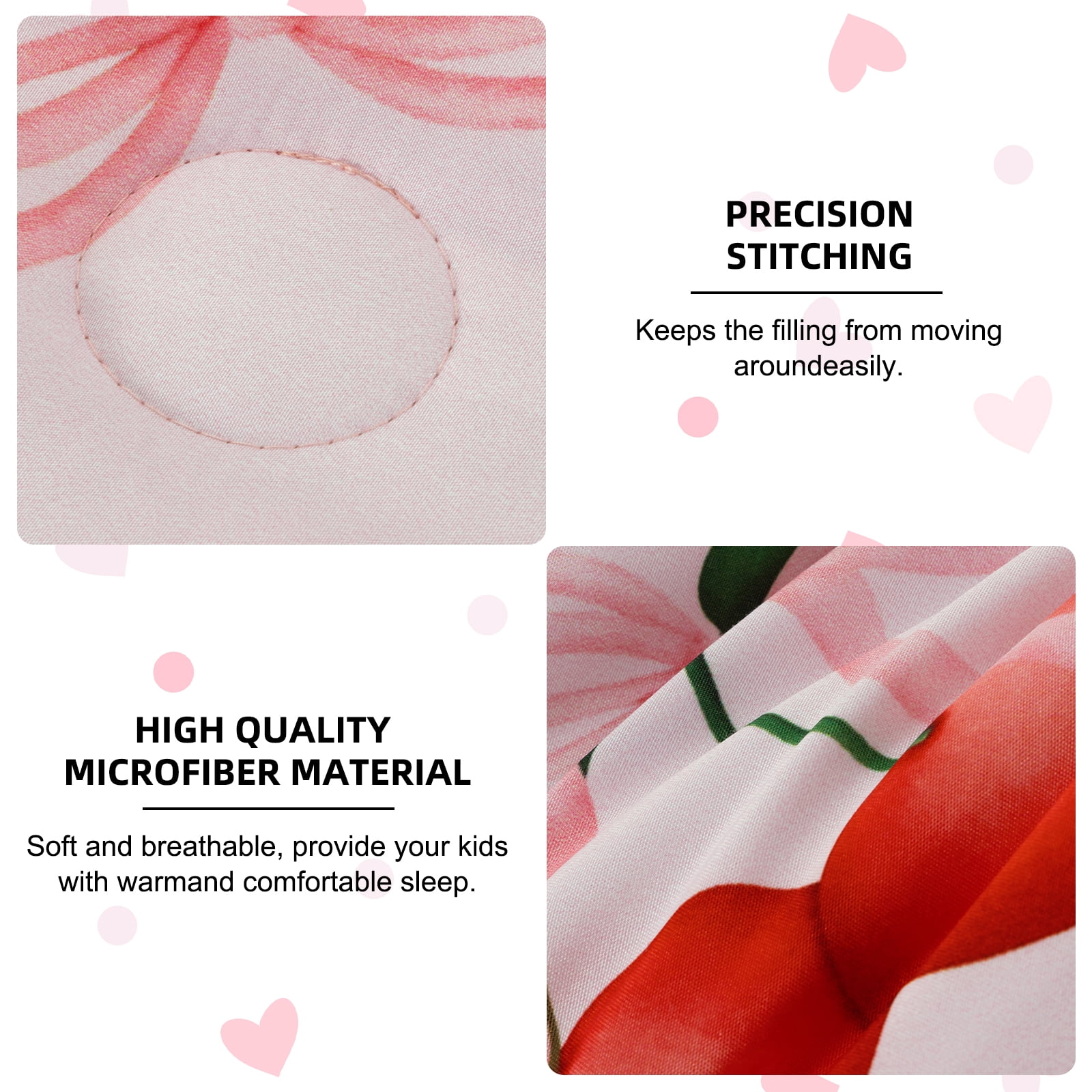 Btargot 6 Piece Bows Girls Twin Bedding Set Pink Cherry Love Hearts Flowers Girl Comforter Set