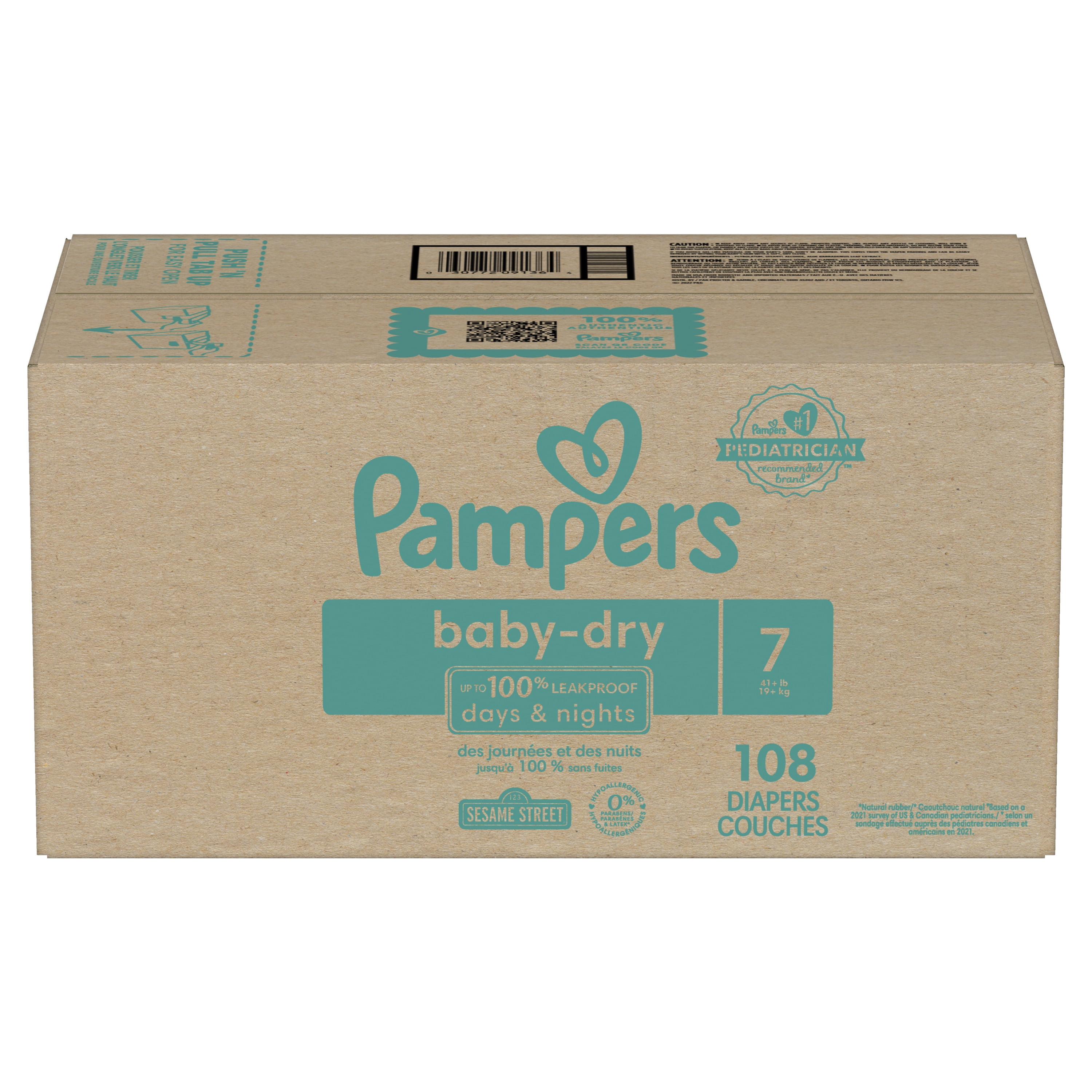 Pampers Baby Dry Diapers Size 7, 108 Count (Choose Your Size & Count)