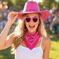 thumbnail image 4 of Unisex Retro Western Cowboy Hat Fashion Wild West Headwear for Men Women Fancy Dress Costume Party Hot Pink One Size, 4 of 5