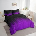 thumbnail image 3 of Manfei Contemporary Abstract Bedding Comforter Set 7-Piece, Black Purple Full Bedding Set, Gradient Lines Fitted Sheet Flat Sheet, Luxury Bedroom Decor, 3 of 8