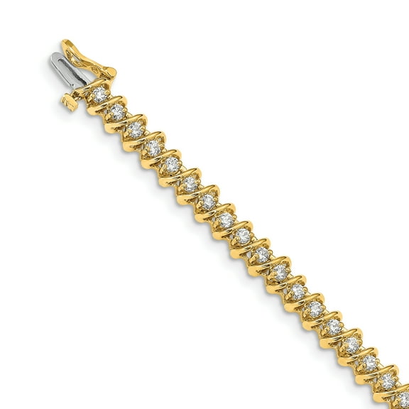 14K Yellow Gold AA Diamond Tennis Bracelet