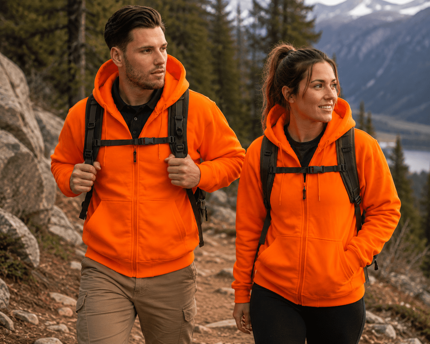 TrailCrest Safety Blaze Orange /Pink/ Camo Double Fleece Full Zip Hoodie (5X, Blaze Orange)