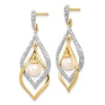 thumbnail image 2 of FB Jewels 14K Yellow Gold 5-6mm White Round FW Cultured Pearl .02ct Diamond Dangle Earrings, 2 of 3