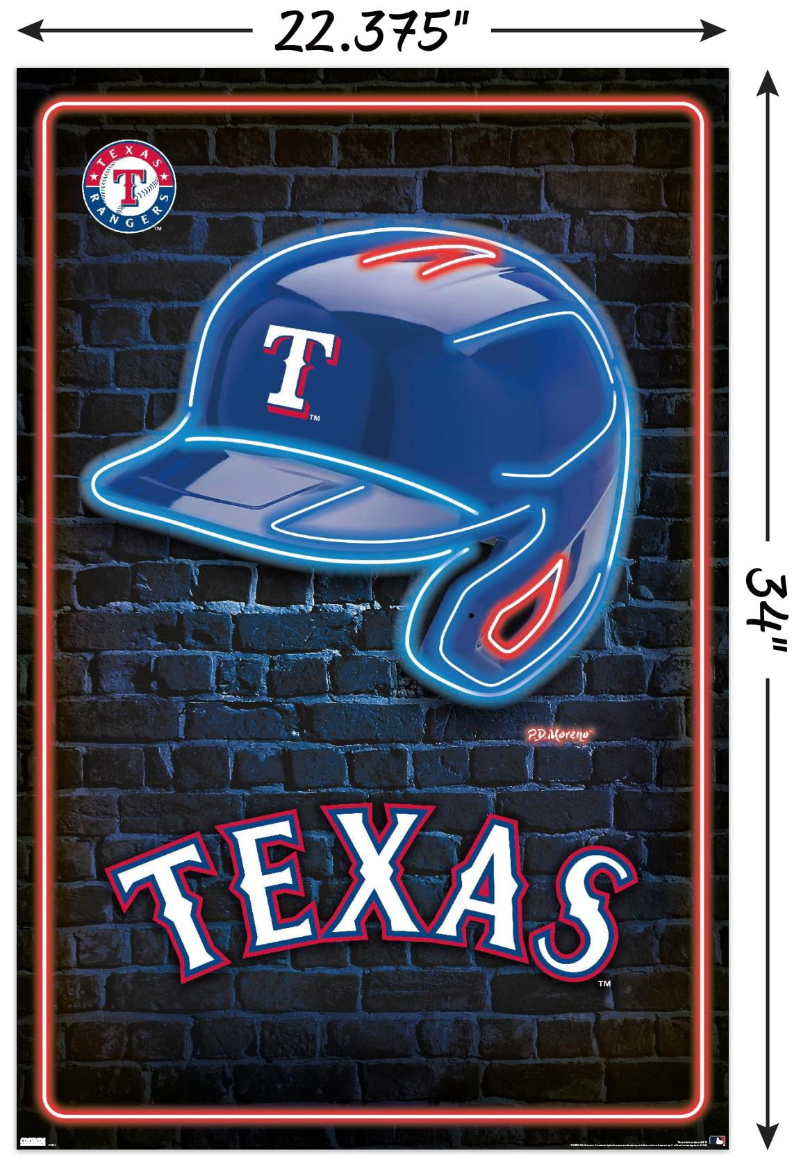 MLB Texas Rangers - Neon Helmet 23 Wall Poster, 22.375" x 34"