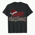 thumbnail image 7 of Towmus Womens Crew Neck Short Sleeve Merry Christmas T-Shirts Santa Hat Bright Graphic Tee Fall Holiday Tops, Black, L, 7 of 7