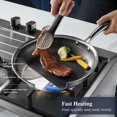 thumbnail image 2 of Non Stick Frying Pan Set 7 Piece, 8, 10 and 12-Inch Hybrid Non Toxic Fry Pan Skillet with Lids, Dishwasher and Oven Safe, Induction Ready, Silver Kitchen Cookware Set, 2 of 7
