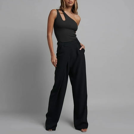 Sexy Bodysuit for Women Summer Tight Cutout One Shoulder Ribbed Knit Body Suits Skinny Stretch Bodycon Slimming Shapewear  Black  M