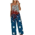 thumbnail image 2 of Virmaxy Jumpsuits for Women Independence Day Star Spangled Print Rompers Sleeveless Adjustable Straps Coveralls Wide Leg Overalls For Women Loose Fit Blue M, 2 of 5