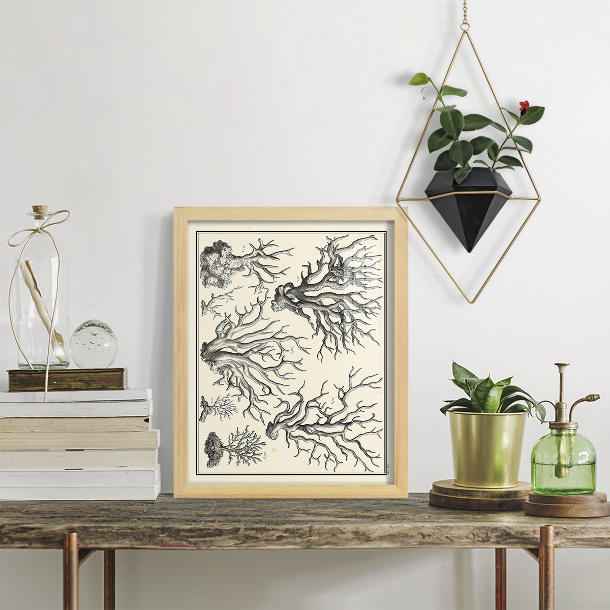 Aegean Collection III -Framed Print w/glass-Natural Wood