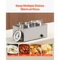 thumbnail image 3 of KFFKFF Electric Soup Warmer with Dual 6.34QT Stainless Steel Pots, Adjustable Temperature Range 86~185°F, 1200W Commercial Bain Marie for Restaurants and Buffets, 3 of 9