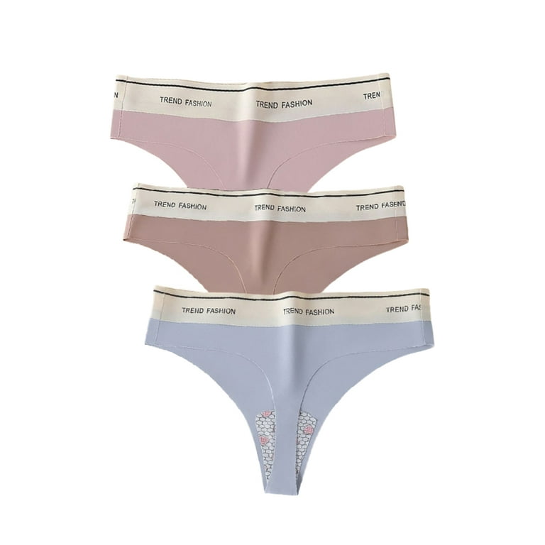 Baywell Seamless Thongs for Women 3 Pack Ice Silk Soft Thong