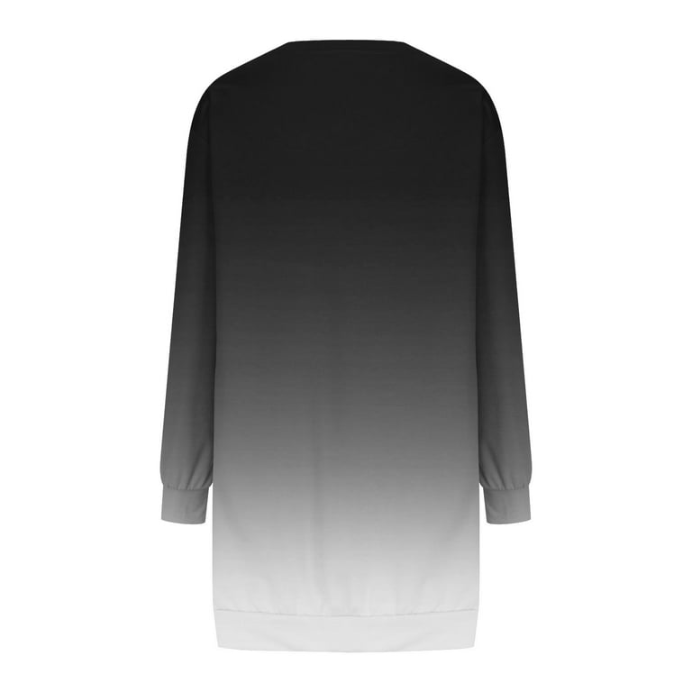 pstuiky Dresses for Women, Women Long-Sleeved Sweatshirt Loose Crew Neck  Dress Printed Hoodie Dress Jumper Dress with Pockets Leisure Black XXL -  Walmart.com