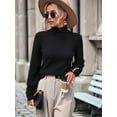 thumbnail image 6 of Women'S Autumn and Winter Sweaters, Lantern Sleeve Knitted Pullovers, Sweater Tops Black L, 6 of 8