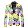 thumbnail image 5 of FYEGRE Men's Carnival Suit Two Piece Set Formal Attire With Purple Gold All Over Print Design Yellow XL, 5 of 6